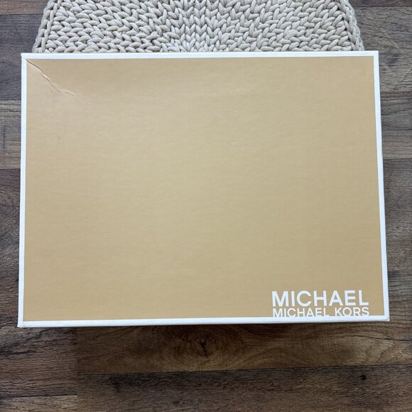 Michael Kors Black Platform Wedges Open Toe Slingback Shoes Size 9 Charm Logo - Picture 14 of 16